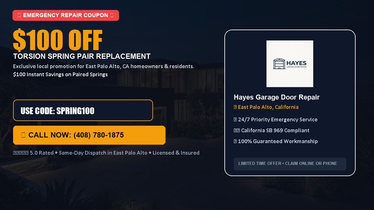 $100 OFF Heavy-Duty Torsion Spring Pair Replacement in East Palo Alto, CA